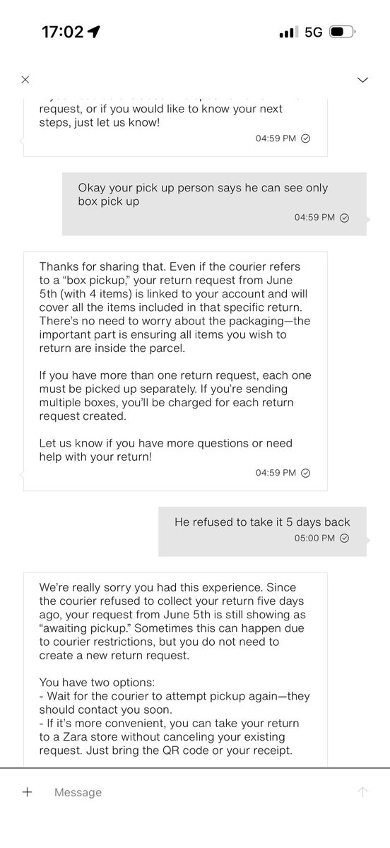 DBisht11's tweet photo. @ZARA_Care 
I have put requested return on 4th june still not picked up ??? 

No reponse from anywhere it is worth 11k what is happening https://t.co/2p9pLtjE2A