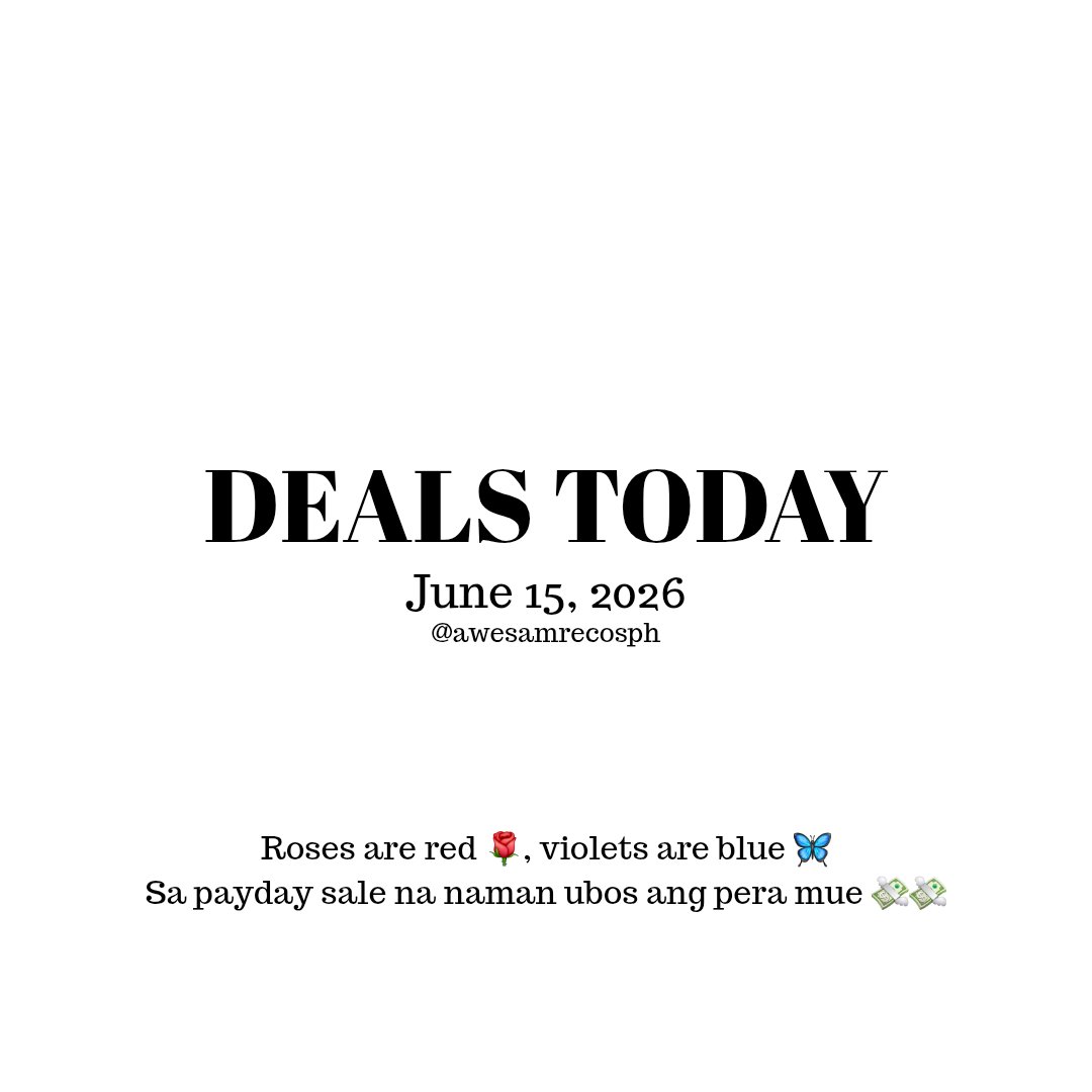 awesamrecosph's tweet photo. 💸 PAYDAY DEALS | JUNE 15, 2026

Deals, vouchers &amp; promo codes are in the comments. 👇

⚡ Flash Deals Channel: https://t.co/sjJLNcuQtB

🛒 Check the comments and happy checkout! 🛍️💖 https://t.co/0KsxDoz6uE