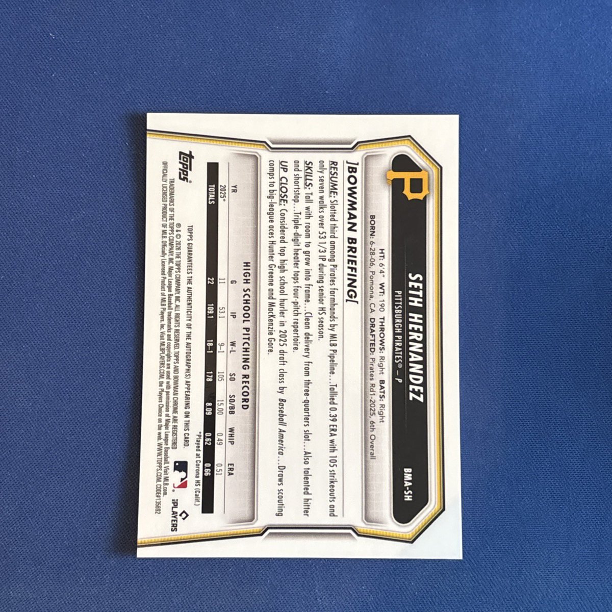 DcWells23's tweet photo. $200.   2026 Bowman Chrome Seth  Hernandez Mega GREEN REFRACTOR Mojo Auto /99
Bmwt included.  @SportsCardDeals   @84baseballcards @TonysCards 
#thehobby  #TBBCrew  #TBBReposts https://t.co/WueKv6XyJ0