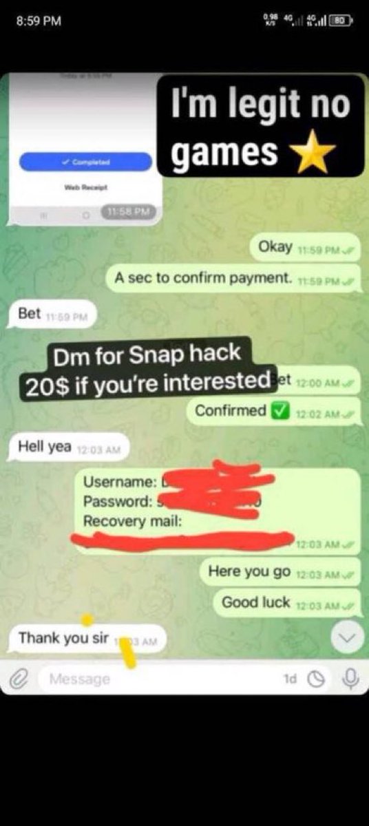 Rarebreed202's tweet photo. Hacking service 
Skeptical your partner is a cheat?  
Hmu for discreet hack spy and Cloning service
Access and investigate text, calls &amp; snap eyes only message https://t.co/0pcI6KBX1e
 #snaphack #nolimit #momson #nsfwtwtًً #buyingcontent https://t.co/SaT0PgN8kw