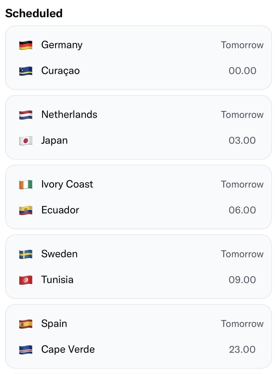 strootsys's tweet photo. Jadwal day 4 World Cup, hari Senin ini digas langsung 5 match dalam sehari 

Rencananya mau nonton yg mana aja?

Mata udah berat, keknya ga nonton Jerman. Tapi kl nonton bisa keterusan ke Jepang-Belanda trs lanjut ga tidur ini @_@ https://t.co/zr1HzslvHg