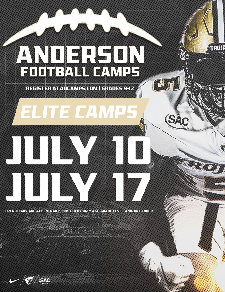 AUTrojansFB's tweet photo. OPPORTUNITIES IN JULY!! Come learn, develop, and COMPETE!!
Register today! #AUthentic βοΈ
π: https://t.co/6OZ7PS4mqZ
#LoveServeCOMPETE #ChargeOn
@SCFCA1 @GFCACoaches @ncFBcoaches @TFCAFootball @RecruitGeorgia https://t.co/u2vQUY4LZ4