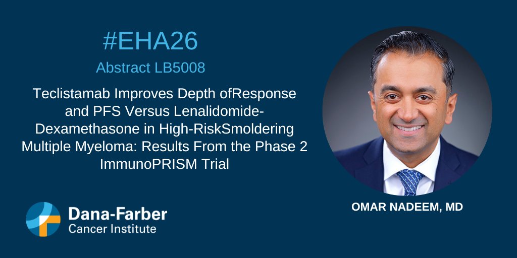 Dana-Farber EHA 2026 abstract card for ImmunoPRISM LB5008 with presenter Dr. Omar Nadeem