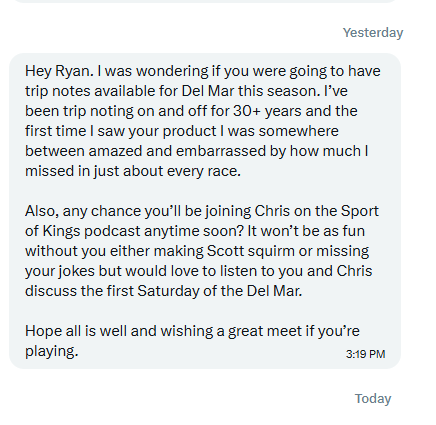 BSouthstreet's tweet photo. I put in a ton of hours trying to help people handicap.  Getting DM's like this makes it all worth it.

@derby1592 
@CarsoniSoK https://t.co/mOHyIRv30U