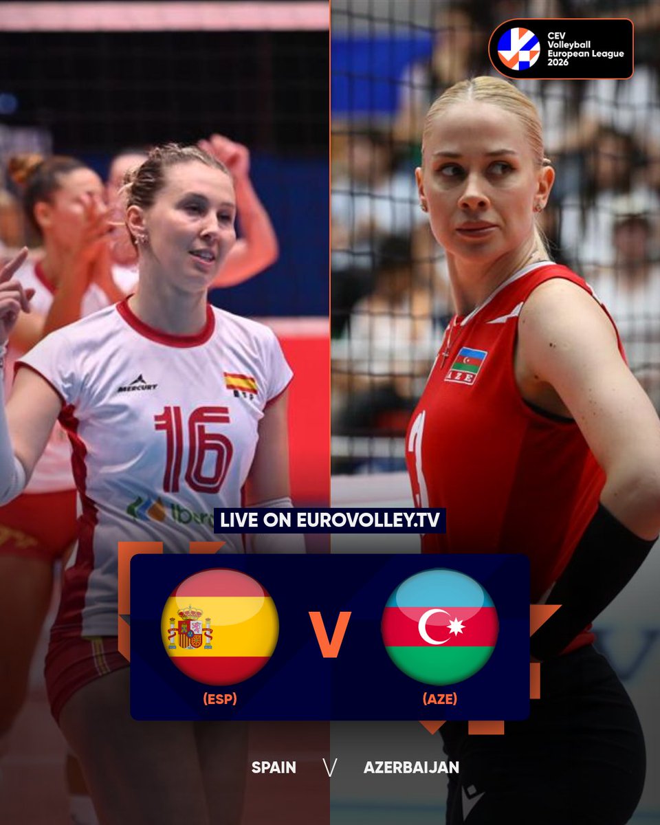 CEVolleyball's tweet photo. It's another exciting game that awaits us as Spain goes head-to-head with Azerbaijan
📺 Watch LIVE on https://t.co/35InljpTyP
#CEV #Volleyball #EuropeanVolleyball #EuroLeagueW https://t.co/9E9S0hAJsj