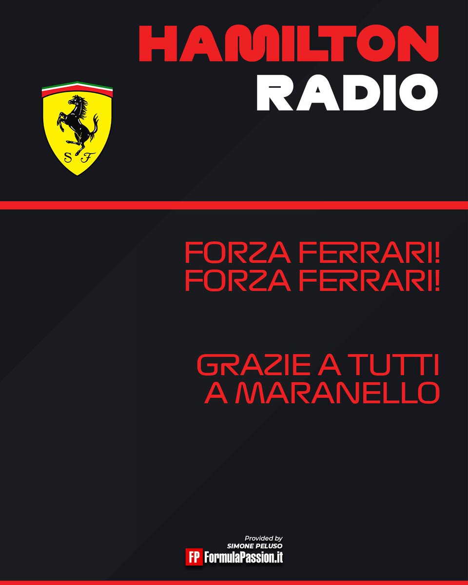 PelusoF1's tweet photo. 🎤  «Grazie a tutti a Maranello (in italiano, ndr). Mi avete aiutato tantissimo a realizzare questo sogno, non potrò mai ringraziarvi abbastanza. Ai tifosi, grazie per avermi ricordato chi sono. Non ce l’avrei mai fatta senza di voi.

Forza #Ferrari, forza Ferrari! (queste due frasi ancora in italiano, ndr). Ragazzi, grazie anche per quei fantastici pit stop, scusate se continuo a parlare. Sono davvero orgoglioso di voi. Grazie»

- Lewis #Hamilton dopo la bandiera a scacchi

#F1 #BarcelonaGP