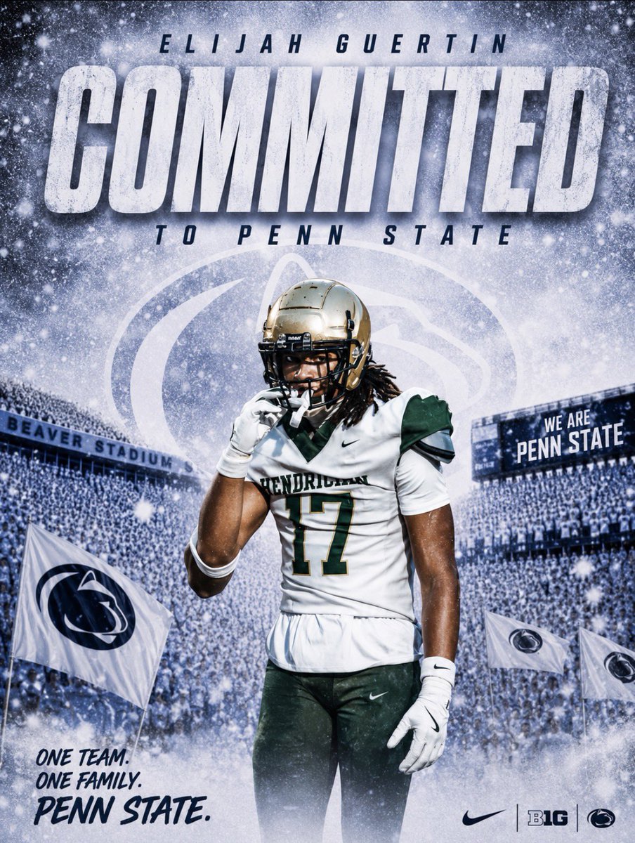 PSUNationRec's tweet photo. PSU has landed a Commitment from 
4 ⭐️ 6’5 255 DE @elijahgoinupp from Warwick, Rhode Island

Guertin chose PSU over offers from schools like Florida, Michigan, Tennessee, Pitt and others https://t.co/ii5bn6lQ6l