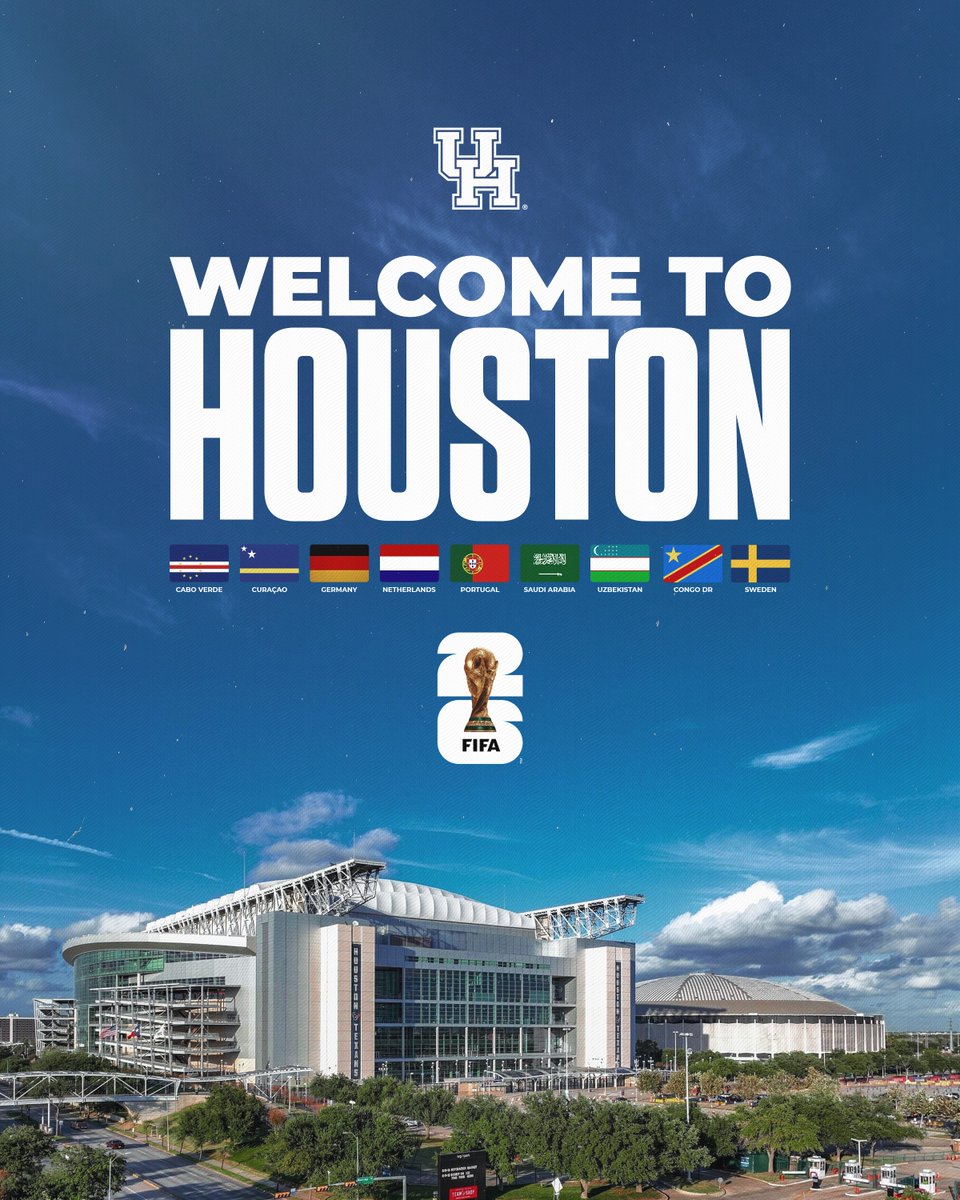 UHCougarSoccer's tweet photo. the 𝘄𝗼𝗿𝗹𝗱'𝘀 game in our 𝗰𝗶𝘁𝘆 🏙️🏆

Welcome to Houston, @FIFAWorldCup https://t.co/CZCz558nFY
