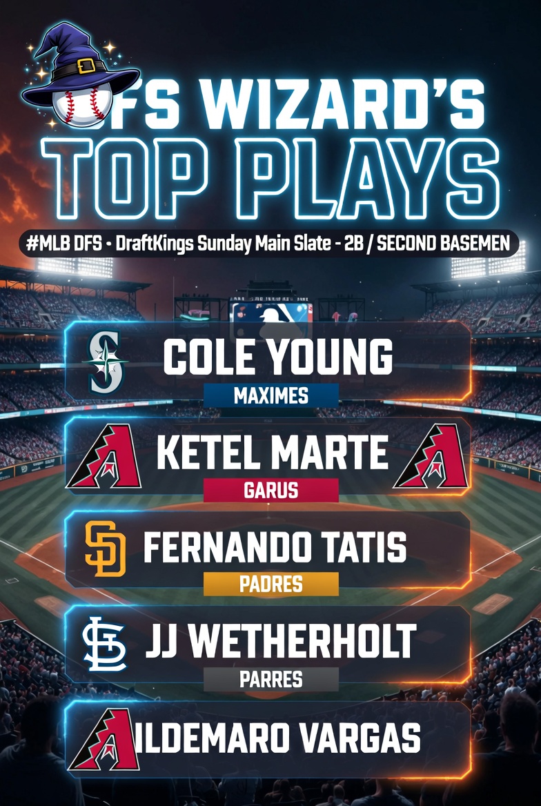 DFSWizzard's tweet photo. My top plays for #MLB #DFS 3B on Sunday's Main slate. #Draftkings.
Sal Stewart | CIN
Manny Machado | SD
Nolan Arenado | ARI
Max Muncy | LAD
Eugenio Suarez | CIN https://t.co/2M0Op43gjM