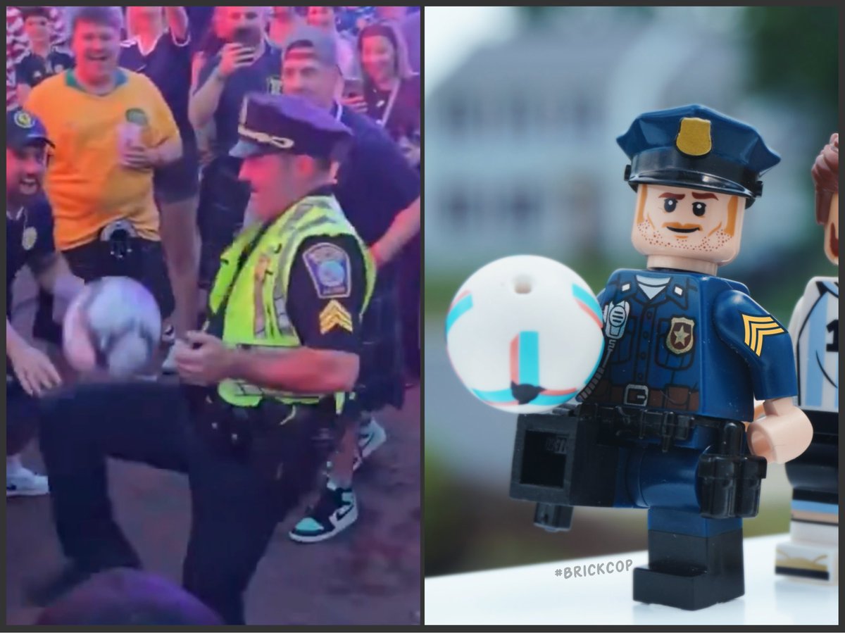 Brick_Cop's tweet photo. As the great Sir Robert Peel once said; “The Police are The Public and The Public are The Police.” 👀

Behind every uniform is a human, with hobbies, interests and most importantly a personality. ⚽️

Showing it, builds bridges and improves confidence in policing. 👏

So of course our footy mad Boston Sergeant had to be built in #Lego! 👮🏻‍♂️

#ThinBlueLine 🇺🇸🚨