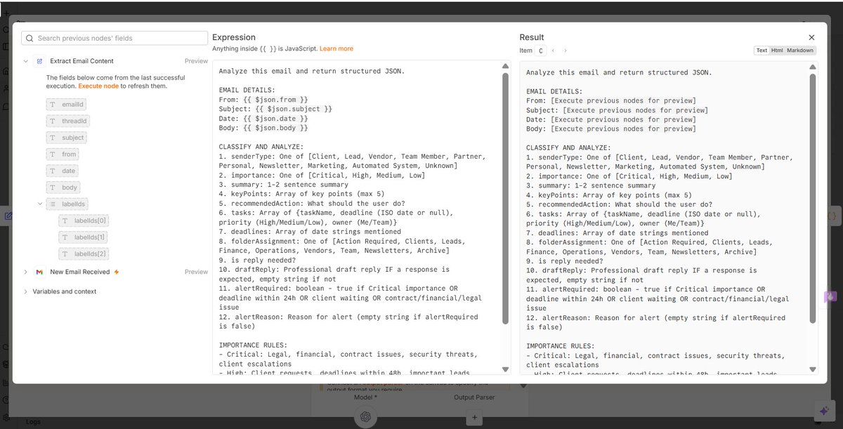 JohnEyitope's tweet photo. Now the inbox basically manages itself. Draft replies are created, important things get flagged, everything gets organized.
Base workflow is live.
Who needs this?
#buildinpublic #n8n #EmailAutomation #AI #NoCode https://t.co/JiZGVEG5Ns