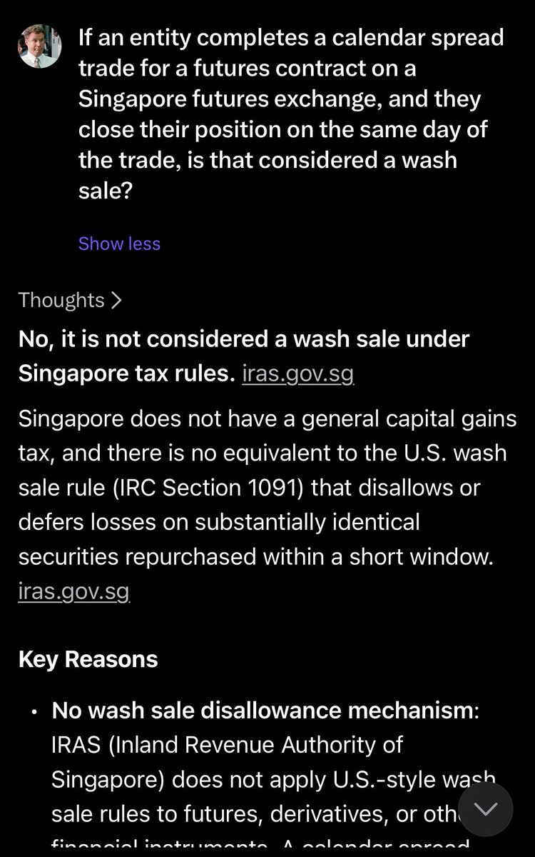 Allen_Gamble_29's tweet photo. @PrometheusCHT @thewatsonview @StockJabber @PrometheusCHT 

Calendar spread futures closed out the day of trade aren’t wash sales according to the MAS

👇 https://t.co/gZ42BiUv1m