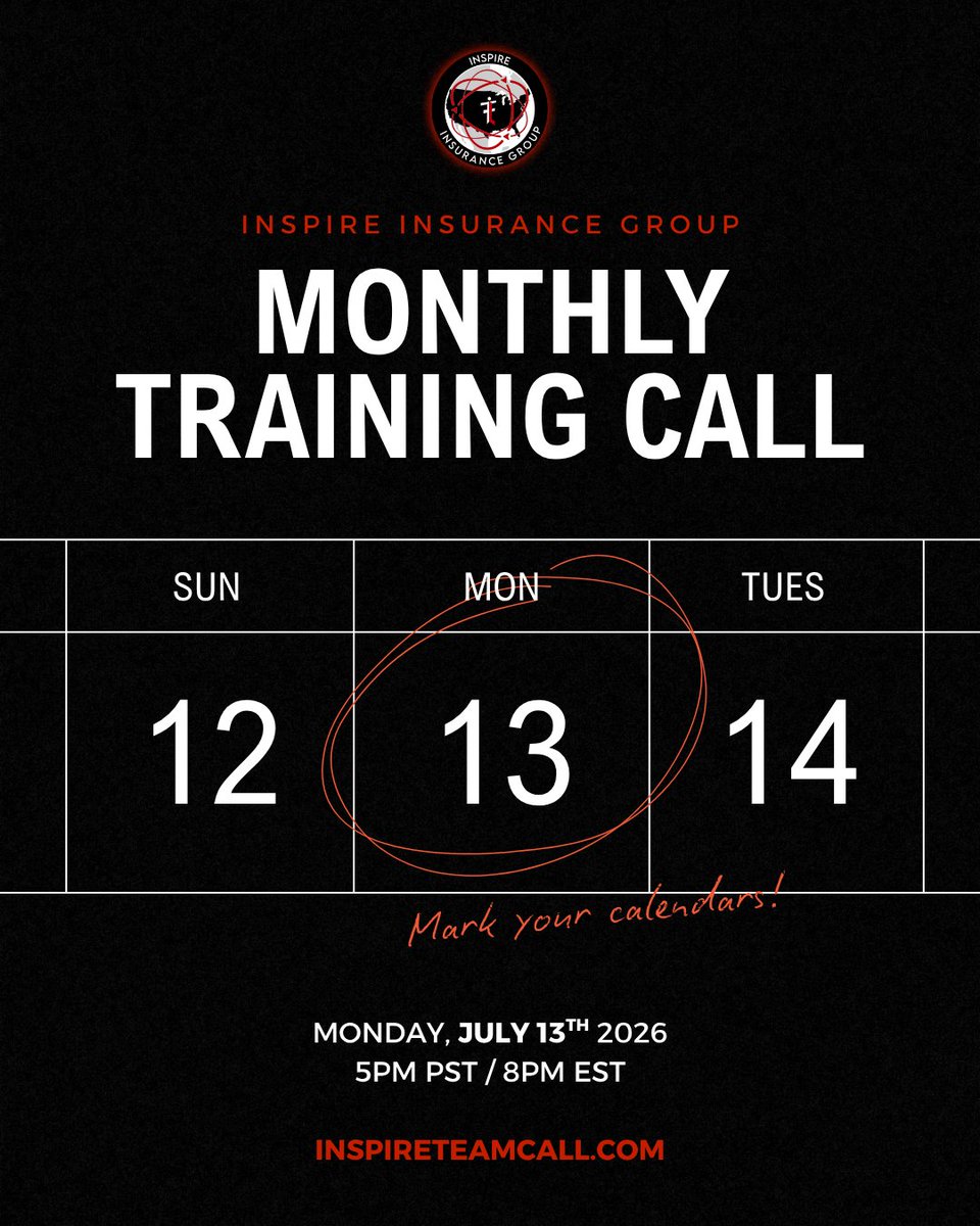 fflinspiregroup's tweet photo. Mark your calendars! 🗓️  Our next Inspire Group team call is on July 13th. Don't miss it! 

#ffl #familyfirstlife #lifeinsurance #sales #inspiregroup https://t.co/fHYFUqnCOb