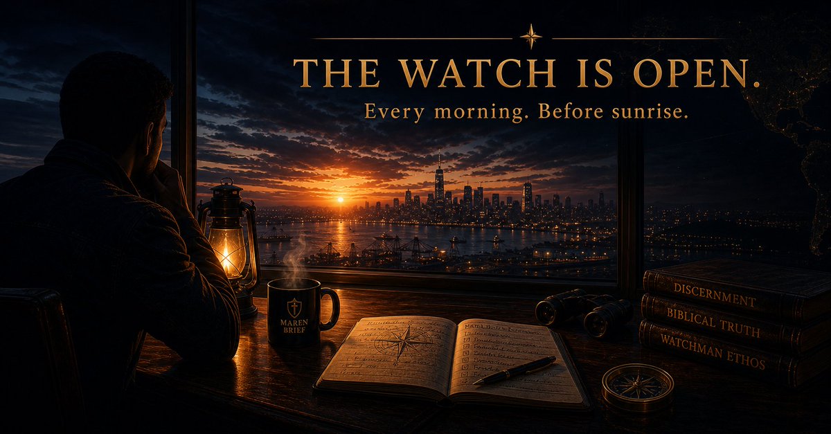 CoachDPrep's tweet photo. The Maren Brief goes out before sunrise. One verified signal. One chokepoint read. One scriptural anchor. Every morning the watch is open.

Free to start. No noise. No algorithm.

https://t.co/Vvvzb21Qbu https://t.co/S2fArLfSt0