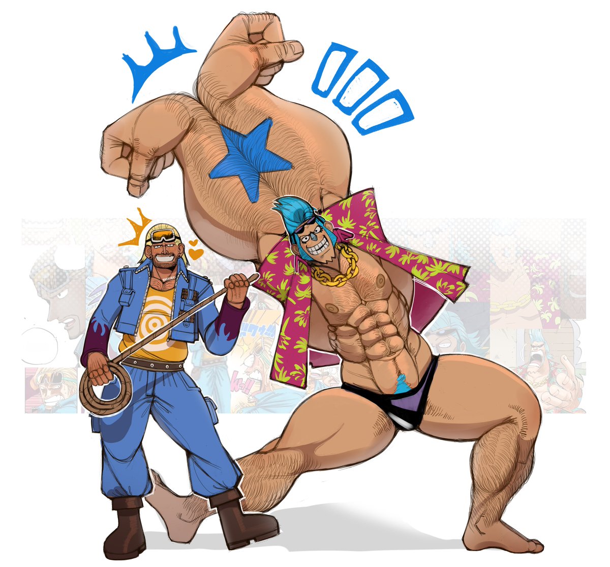 Taski100's tweet photo. Suuuper boys approach you with mischief ‼🥽🦾 #ONEPIECE #Fraulie https://t.co/PBd8mwFlqI