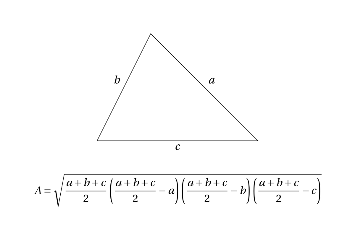 AnecdotesMaths's tweet photo. D'après la formule de Héron, il est possible de calculer l'aire d'un triangle uniquement à partir des longueurs des trois côtés. https://t.co/vhK4fmIHql