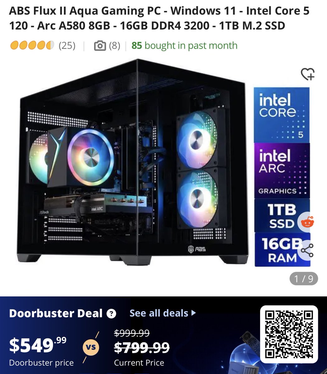 LordOfDiscounts's tweet photo. ABS Flux II Aqua Gaming PC - Windows 11 - Intel Core 5 120 - Arc A580 8GB - 16GB DDR4 3200 - 1TB M.2 SSD now $549.99 via Newegg

⬇️ 45% Price Drop

🔗 - https://t.co/LUtJdvgqNq https://t.co/qcpYKLP3EQ