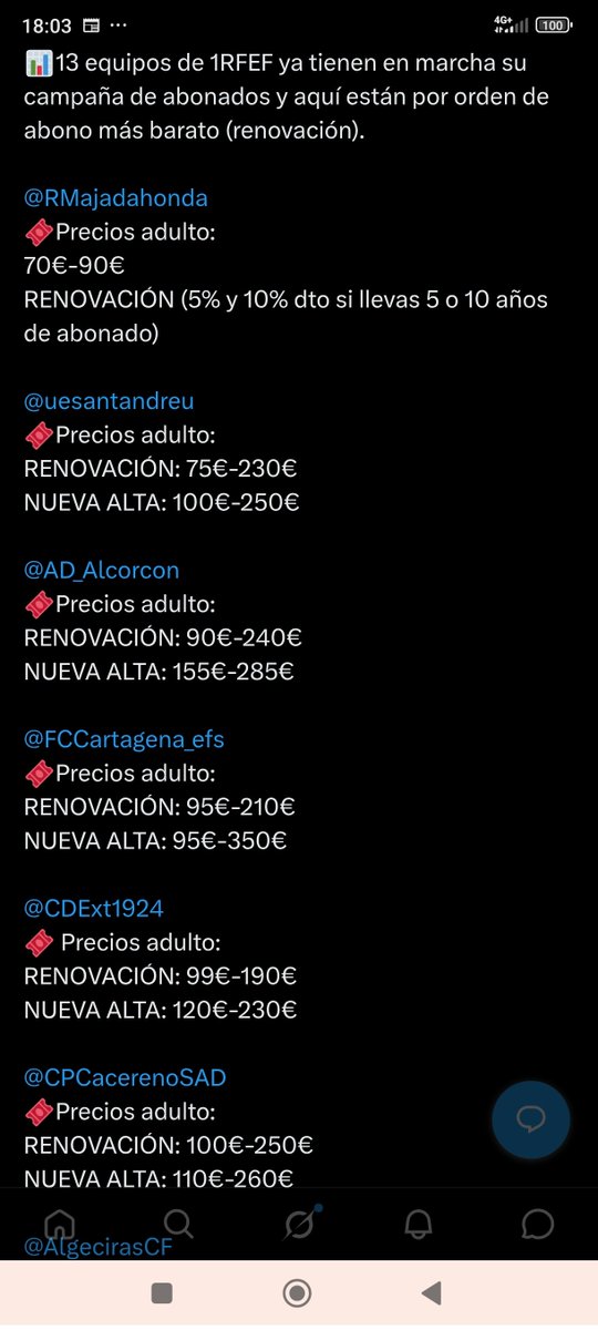 mipromos's tweet photo. @GradaBpro @RMajadahonda @uesantandreu Cuándo aprenderemos @CDMirandes a cuidar 1poco al socio. Si llevas 5 años 5% d descuento, 10% si llevas + d 10. Precios d abonos d 13 ekipos d 1RFEF. Nosotros seremos los + caros con diferencia. Encima dice el presi q hay q apechugar. Como si lo de mendi no fue poco no te jode... https://t.co/uj9IwCRNKL