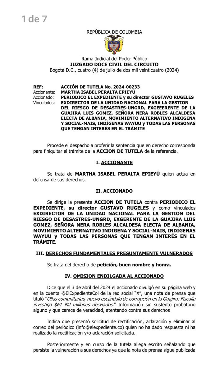 GustavoRugeles's tweet photo. Tal y como reveló en primicia @EIExpedienteCol desde el 1 de abril de 2024. El único medio en anricipar la participación de @marthaperaltae en el caso de corrupción de la UNGRD , el único en ganar judicialmente. 🫡

https://t.co/VufNWWiMcl

https://t.co/2vbXIz8yqo https://t.co/5EY0IHT7KL