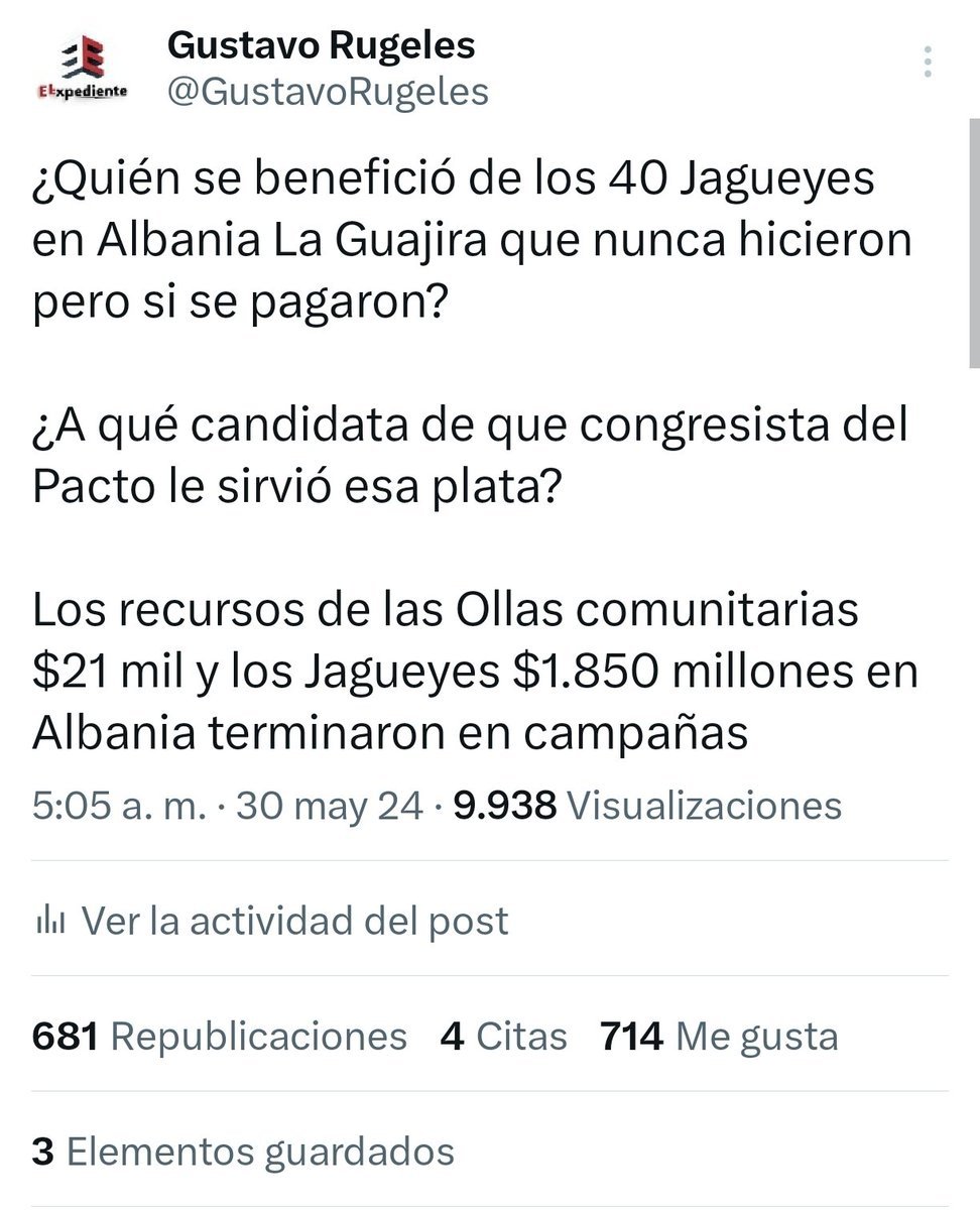 GustavoRugeles's tweet photo. Tal y como reveló en primicia @EIExpedienteCol desde el 1 de abril de 2024. El único medio en anricipar la participación de @marthaperaltae en el caso de corrupción de la UNGRD , el único en ganar judicialmente. 🫡

https://t.co/VufNWWiMcl

https://t.co/2vbXIz8yqo https://t.co/5EY0IHT7KL