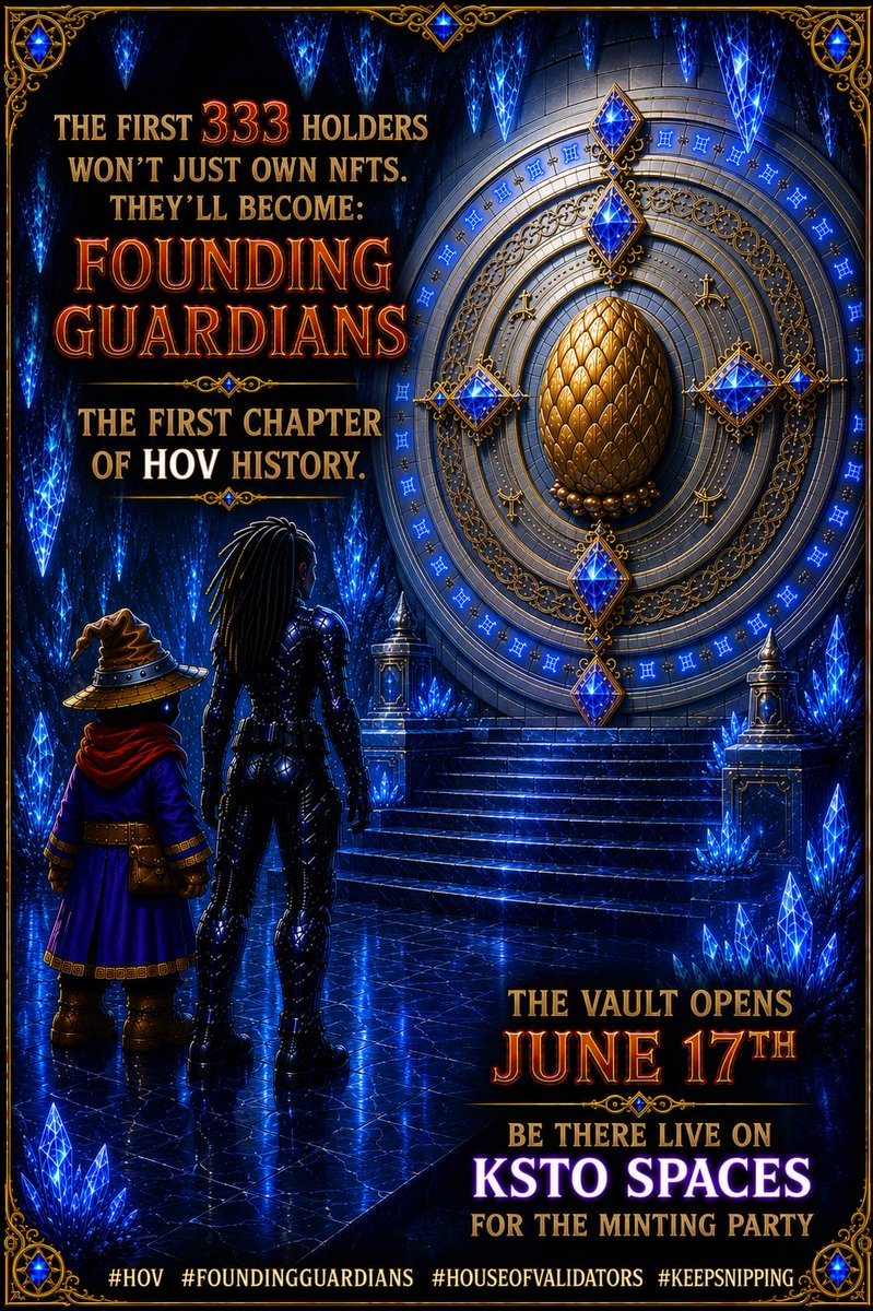 djdotkuro's tweet photo. The vault opens June 17th.
#HOV history on $KSTO Spaces
Why are you minting?
Drop your reason below 👇
#HOV #FoundingGuardians #HouseOfValidators #KeepSn https://t.co/0ydWp89x37