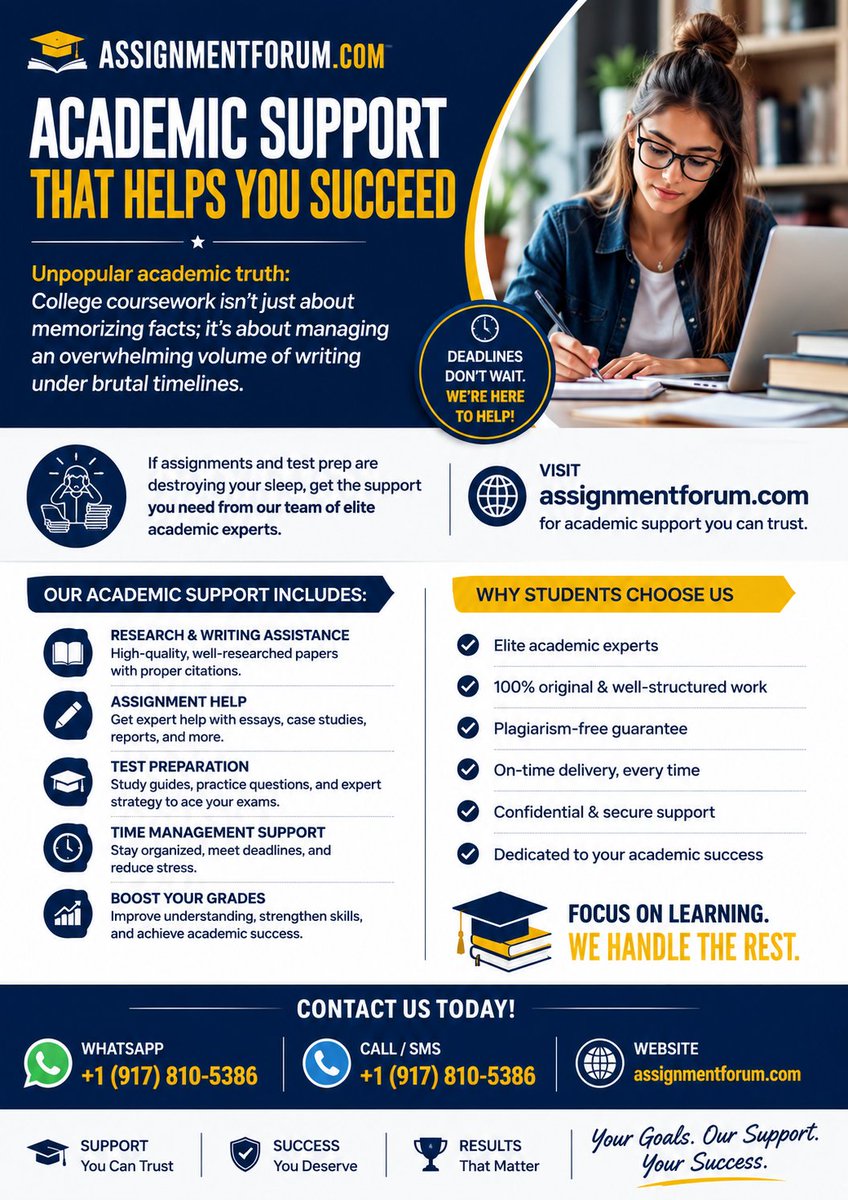 Assignment29457's tweet photo. College coursework isn't just about memorizing facts; it’s about managing an overwhelming volume of writing under brutal timelines.

 head to https://t.co/ByvQA3asaV and delegate your heavy research papers to elite academic experts. 
 
#CollegeLife #StudentProblems https://t.co/JSgnCbm5eQ