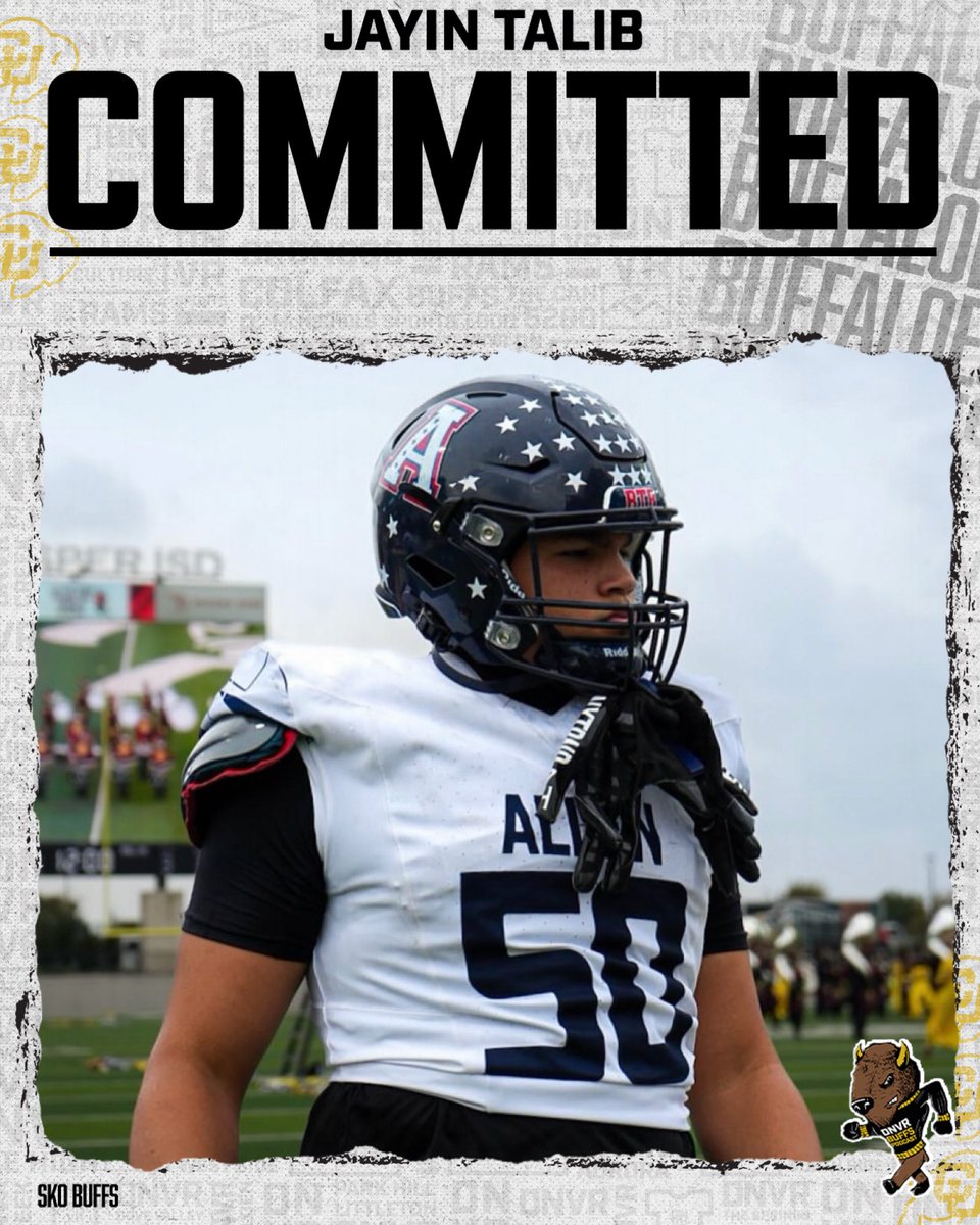 DNVR_Buffs's tweet photo. 𝑩𝑹𝑬𝑨𝑲𝑰𝑵𝑮: 2027 OL Jayin Talib has committed to Colorado! 🔥

Talib is the nephew of former NFL star Aqib Talib. Had offers from Texas Tech and NC state. #SkoBuffs 🦬 https://t.co/cRf1ESJl8u