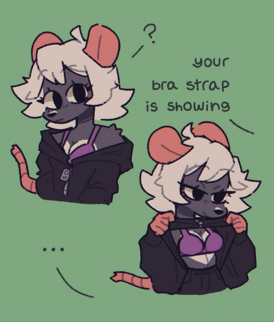 eikonwy's tweet photo. bra strap showing?
#furryart #rat https://t.co/6o9vHnK6b4