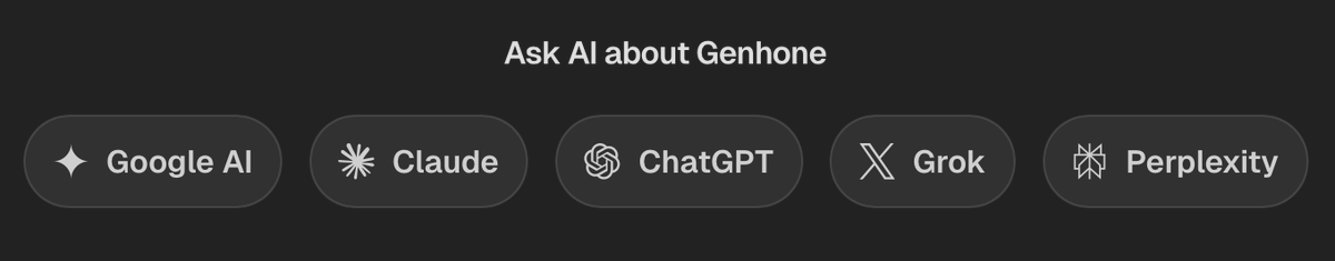 hedderichpro's tweet photo. Just added another footer to my pages. `Ask AI about ...`, this one opens Gemini, Claude, ChatGPT, Grok, and Perplexity with a prefilled product prompt.

Created a skill to quickly add that to new pages:
https://t.co/9Zm0mv2Lvw

It might do nothing for AI discoverability, and that's fine. It costs nothing to leave there.

And even if it never helps an AI find my products, the answers are good on their own. The responses I got back explain what I built clearly enough to help whoever clicks.