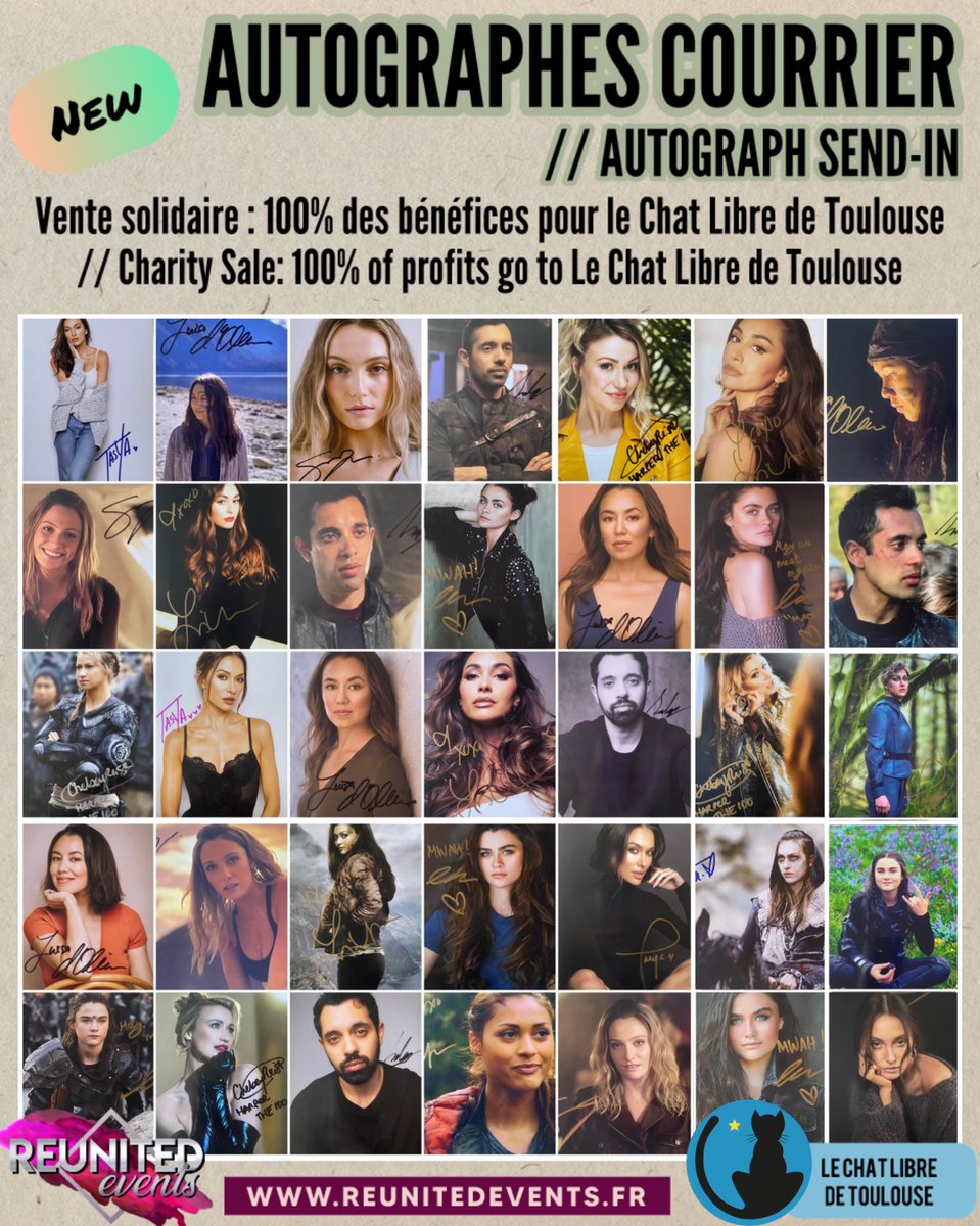 Reunited_Events's tweet photo. 💌 De nouveaux autographes courrier ont été ajoutés !
✍️ Ce sont des photos des invités que nous avons accueillis, signées lors de nos événements passés, à recevoir à votre domicile. Les fonds sont reversés à l’association Le Chat Libre de Toulouse🐈‍⬛🐾
// 💌 New signed autographs available for shipping have been added!
✍️ These are photos of guests we have hosted, signed during our past events, to be delivered to your home. All funds are donated to the charity Le Chat Libre de Toulouse 🐈‍⬛🐾

➡️ https://t.co/EMhGJSUvLG