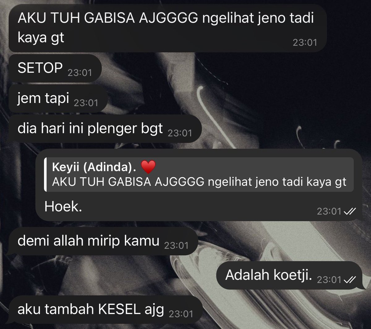 Udoond's tweet photo. Not only is my girlfriend adorable, she genuinely compared me to Jeno. She's actually so cute I can’t deal with this anymore. (No, she’s not hating. That's just her way of expressing she’s flustered. If you interpret it wrong, square up) https://t.co/JU85xxLGPB