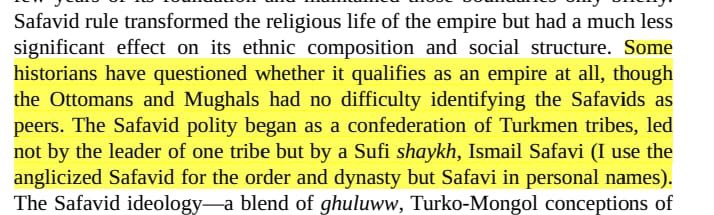 raza0927's tweet photo. 1/

Historians aren't sure whether to call the Safavid state an 'Empire'.

However, the Ottoman and the Mughals saw the Safavids as their equals. https://t.co/vN4ljx75AJ