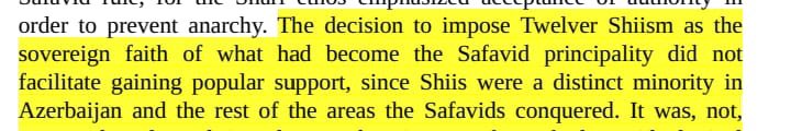 raza0927's tweet photo. 8/

Imposing Shiasm as State religion.

The Safavids tried to impose Twelver Shiasm as the official religion of their state but it did not help them gain support from the people because Shias were in the minority. https://t.co/wKRTHX4Znw
