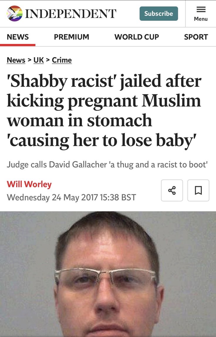 MirabelTweets1's tweet photo. This bastard served less than 2 years for kicking a Muslim woman in the stomach causing her to lose her unborn baby I.e MURDER 

If you oppose a genocide you get 8 years 

The UK is a fucking joke https://t.co/2gIuj401zL