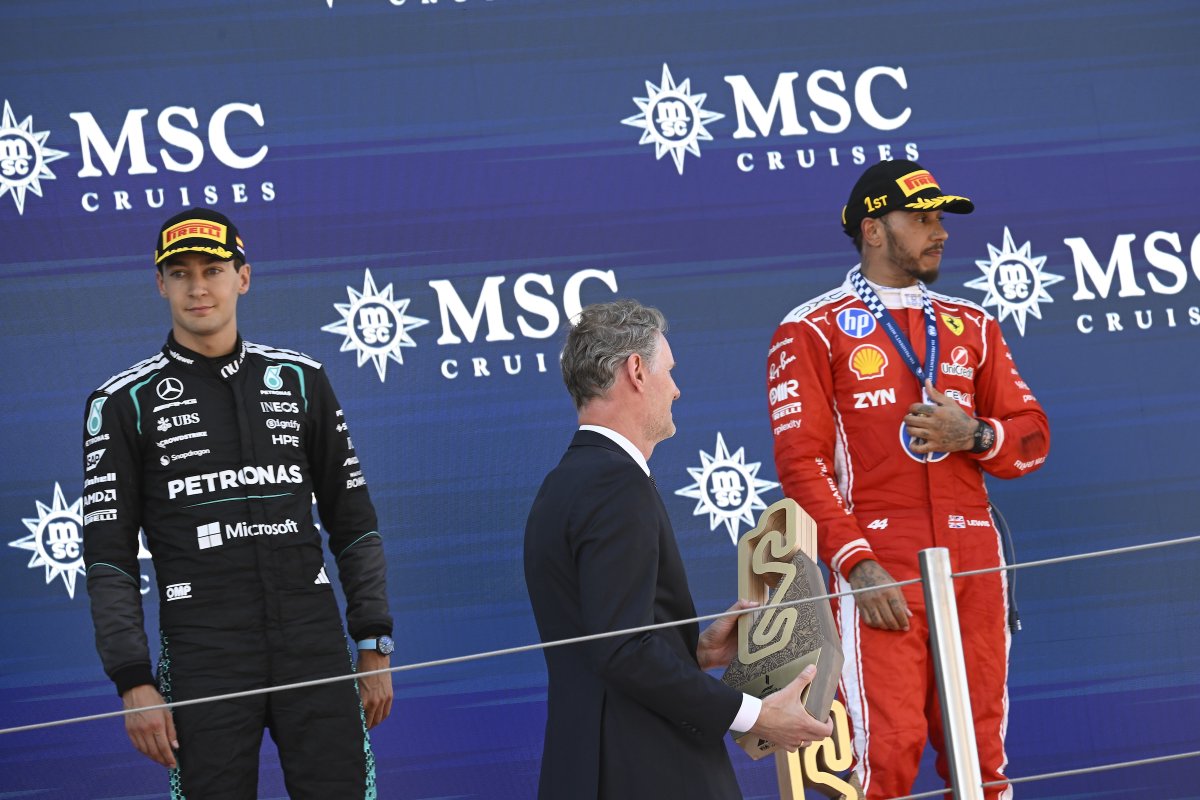 MSCCargo's tweet photo. A special moment for us at the Formula 1 MSC Cruises Gran Premio de Barcelona-Catalunya 2026 🏆🍾

Following today's race in Barcelona, MSC had the honour of presenting the constructors' trophy to @ScuderiaFerrari after a thrilling race that saw @LewisHamilton take victory. Congratulations to all on a fantastic result!

The constructors' trophy is a reminder that behind every race win is an extraordinary team making it possible.

In other words: it's a team effort 💪

MSC CEO Soren Toft presented the trophy on behalf of MSC.

#msccargo