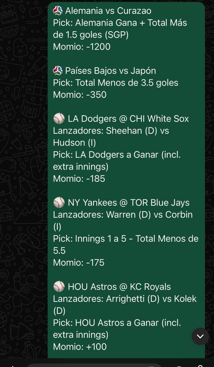 reypicks1up's tweet photo. 💸🔥 Banda, ya quedó listo el MAMALEY de la Comunidad.

Todas las selecciones salieron de sus recomendaciones. 📈🤝

🚨 Metiendo $500 el retorno sería de $3,372.61.

Vamos a ver si la comunidad vuelve a cocinar. 😮‍💨🔥 https://t.co/usiRfJYnIc