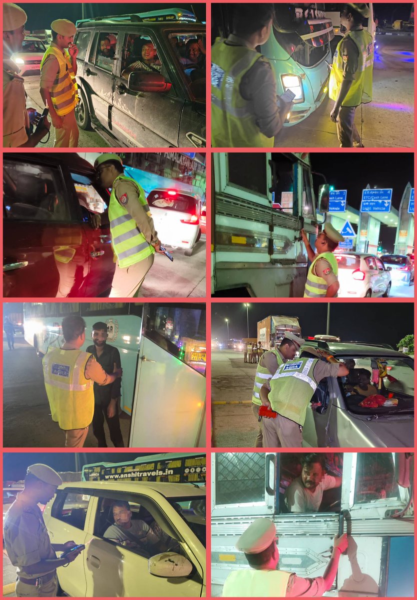 Agratraffic's tweet photo. आज दिनांक 14.06.2026 को #DCP_Traffic श्री सोनम कुमार के निर्देशन में @Agratraffic एवं सीसी टीम द्वारा फतेहाबाद टोल प्लाजा पर विशेष अभियान "मदिरा/मादक दृव्यों का सेवन कर वाहन चलाना" के अंतर्गत #ड्रिंक_एंड_ड्राइव करने एवं यातायात नियमों का उल्लंघन करने वाले वाहनों के विरुद्ध नियमानुसार आवश्यक विधिक कार्यवाही की जा रही है।

@uptrafficpolice 
@agrapolice