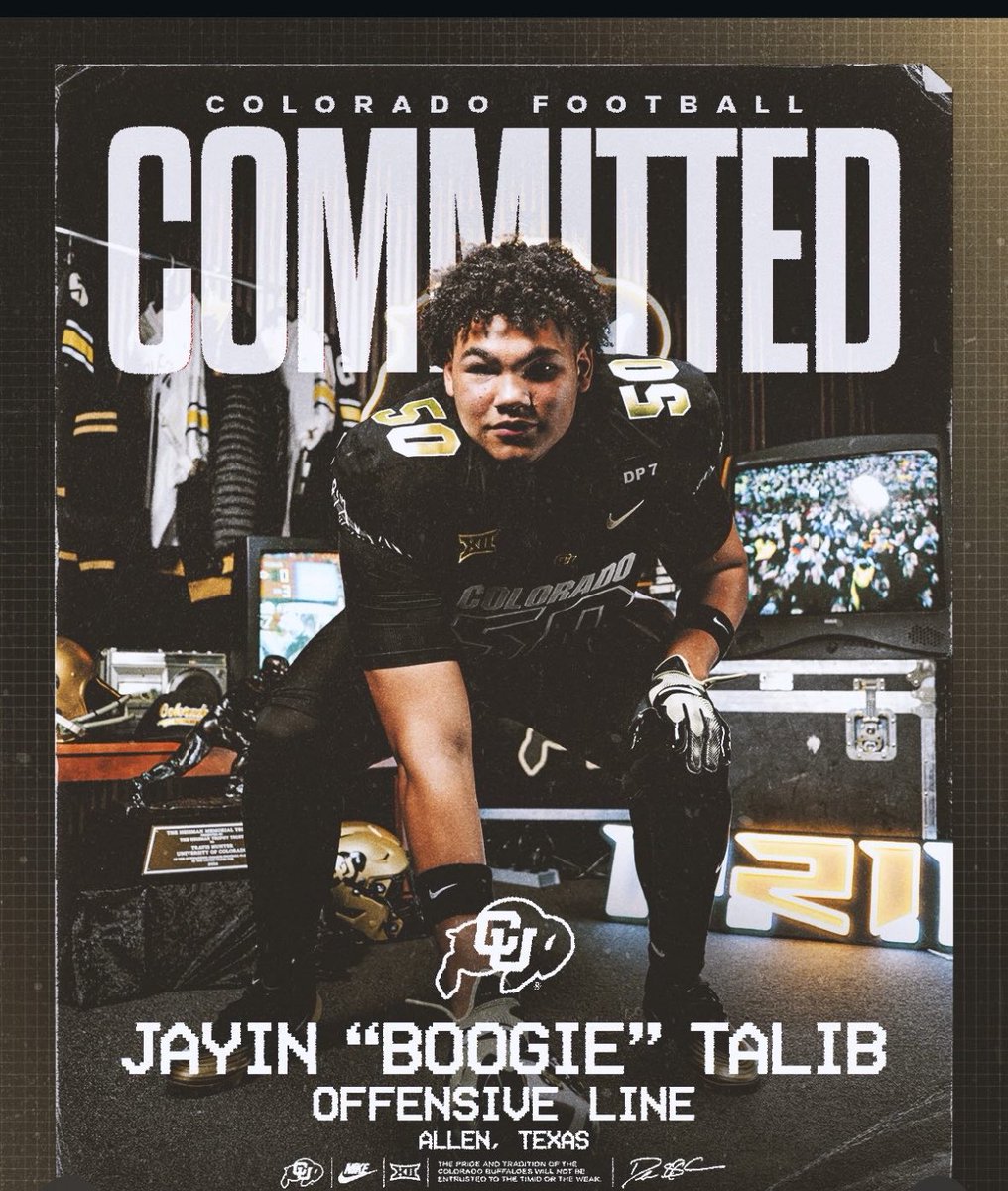 Jack_Carlough's tweet photo. Interior offensive lineman Jayin Talib (@JayinTalib), the nephew of Aqib Talib, has committed to the #cubuffs https://t.co/rJfIMndlF0
