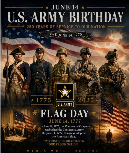 jamie20808's tweet photo. 🇺🇸🪖 Today we celebrate the **250th Birthday of the U.S. Army** and **Flag Day**.

On June 14, 1775, the Continental Congress established the Continental Army to defend a new nation fighting for independence. Two years later, on June 14, 1777, Congress adopted the Stars and Stripes as the official flag of the United States.

For 250 years, generations of Soldiers have answered the call to serve. From the Revolution to today, they have stood ready to defend our Nation.

**Happy Birthday, U.S. Army!** 🇺🇸
**This We'll Defend.**

#Army250 #ArmyBirthday #FlagDay #USArmy #MilitaryHistory #HistoryGeeks