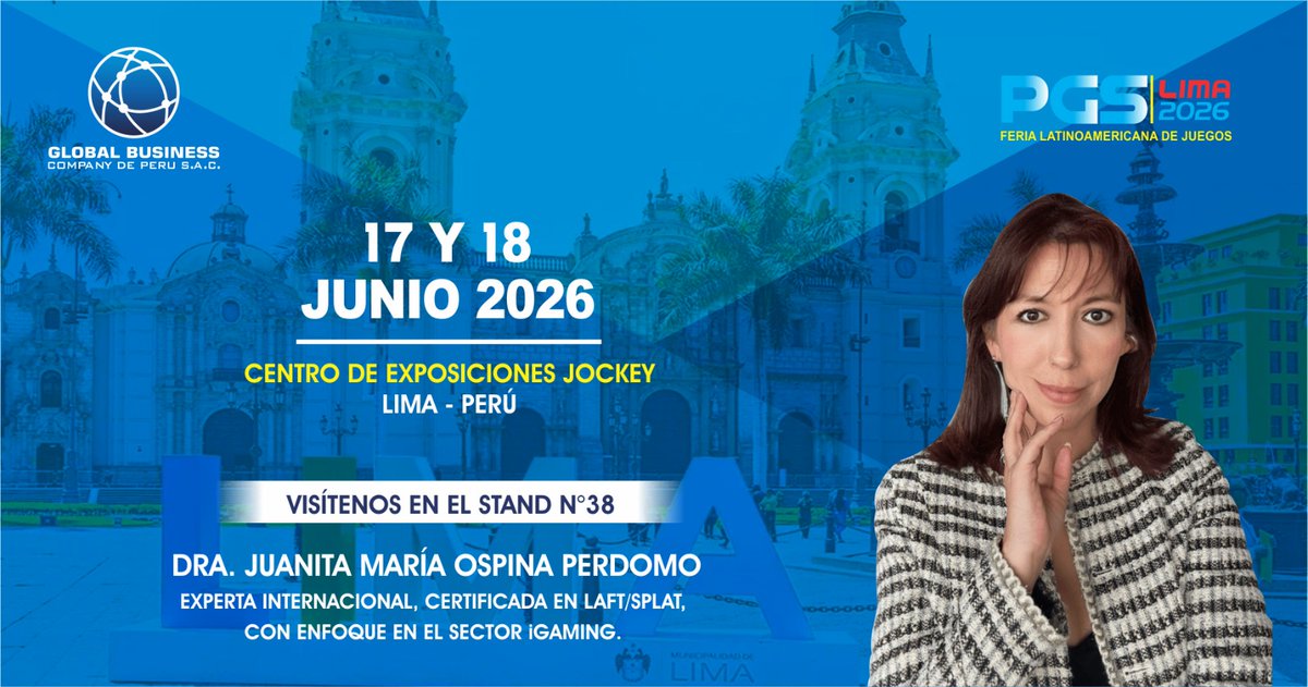 business_sac's tweet photo. La Dra. Juanita Ospina Perdomo, experta internacional certificada en LAFT/SPLAFT en región LATAM. Estará en @PGamingShow para hablar acerca de implementación de SPLAFT en sector de juegos en Perú. Agende reunión en contactenos@globalbusinesslatam.com o al Whatsapp +51 963467053. https://t.co/dylMUvztoY