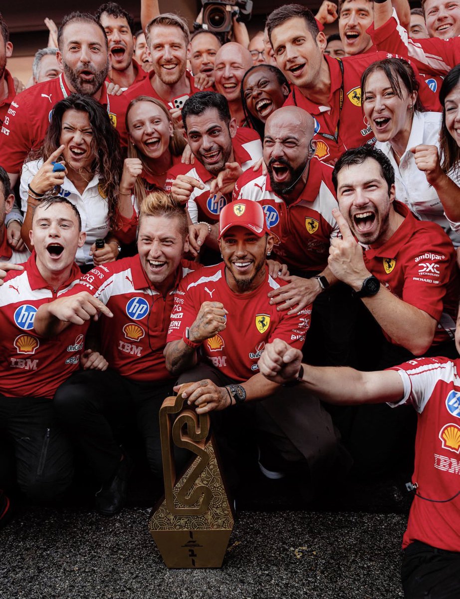 fiagirly's tweet photo. Lewis Hamilton dedicates his win to his fans! 🥹

“DREAM THE IMPOSSIBLE. I can't begin to describe how amazing it feels to finally win in red. Grazie mille, Scuderia Ferrari.”

“To all the fans, this win is for you. I could not have made it to this moment without the support from you all. You've stuck by me. There have been dark times, times where the negativity won out and I felt useless and hope felt impossible.”

“You all told me to remember. To remember to fight, to remember to keep going. To remember who I am. This win is just as much yours as it is mine. Thank you Team LH, thank you Tifosi. Let's keep it going.” ❤️
