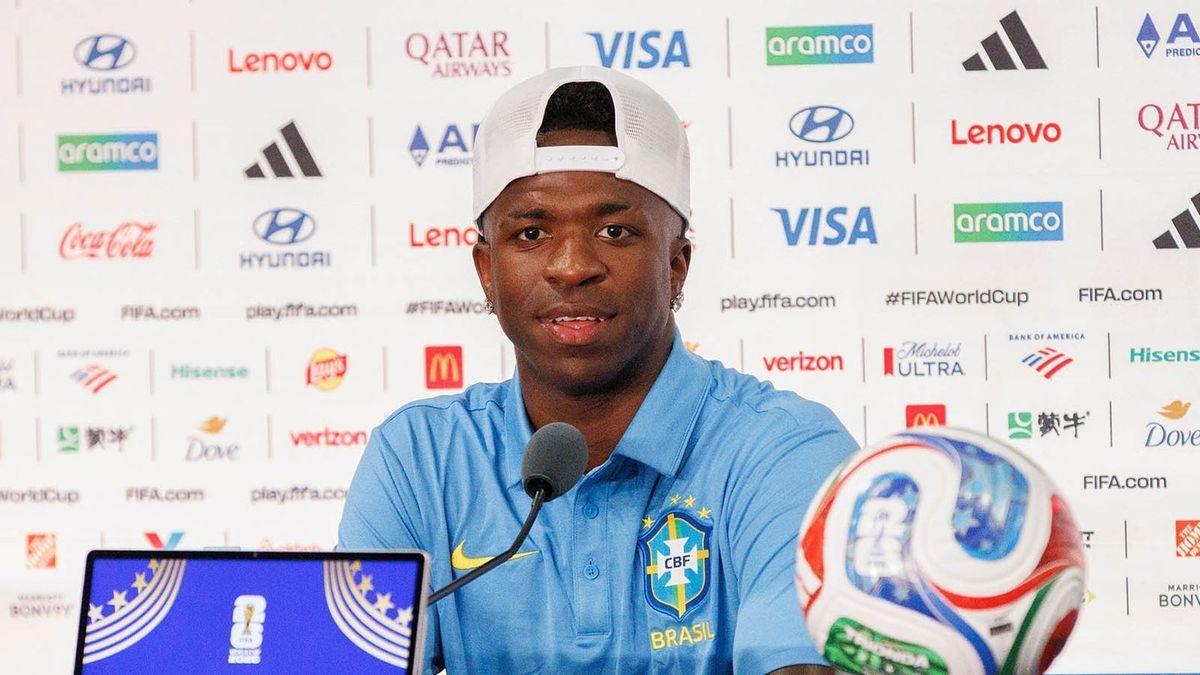 sportbible's tweet photo. Vinicius Junior request turned down during FIFA press conference as apology issued https://t.co/kx7ZEgUk3a https://t.co/z1xV56qUlO
