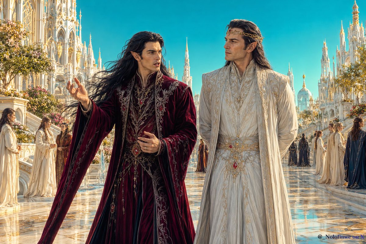 _Nolofinwe's tweet photo. Fëanor &amp; Finwë

...and he loved no one with so great a heart as Finwë his father; and the sorrow of his mother’s death was ever in his breast.

— J.R.R. Tolkien, The Silmarillion https://t.co/hon5nVqXC7