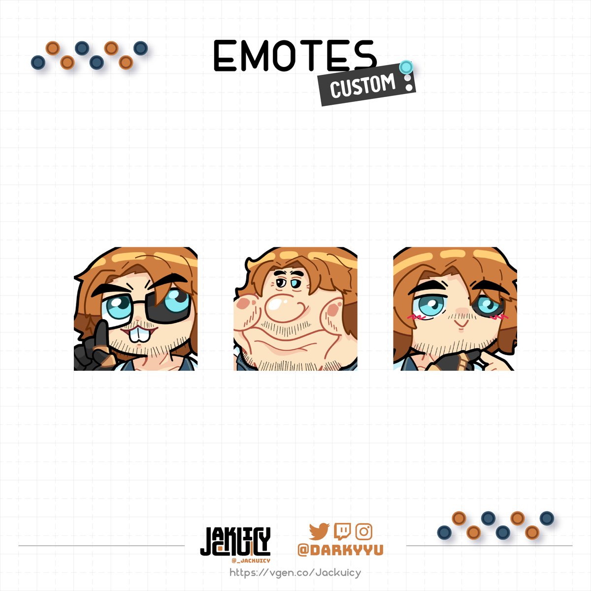 _Jackuicy's tweet photo. [Emotes] 
Even more emotes practice
Thank you, @Darkyyu, for letting me practice with your design 

#emotes #art #digitalart https://t.co/z22g5YGWuR