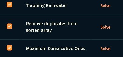 phant5782's tweet photo. Day 14 ✔️ — 2 weeks straight 🔥
#SDESheetChallenge
→ Trapping Rainwater
→ Remove Duplicates from Sorted Array
→ Maximum Consecutive Ones
14 days. no off days. just progress 💪
@striver_79 @takeUforward_  #DSA #Day14 #A2Z #SDESheetChallenge https://t.co/c7z7mHOnlU