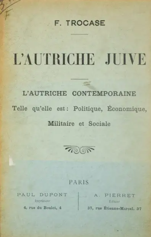 catholic_cg's tweet photo. 1890: Jewish Austria ("L'Austriche Juive")

"The incredible ease with which the Jews conquered the Empire seems inexplicable. They mastered all public activity."

paras 8 &amp; 10

https://t.co/Djbf9tXt7n

Img 2: https://t.co/AD4Gxwmv05 https://t.co/G6hFOu64Es