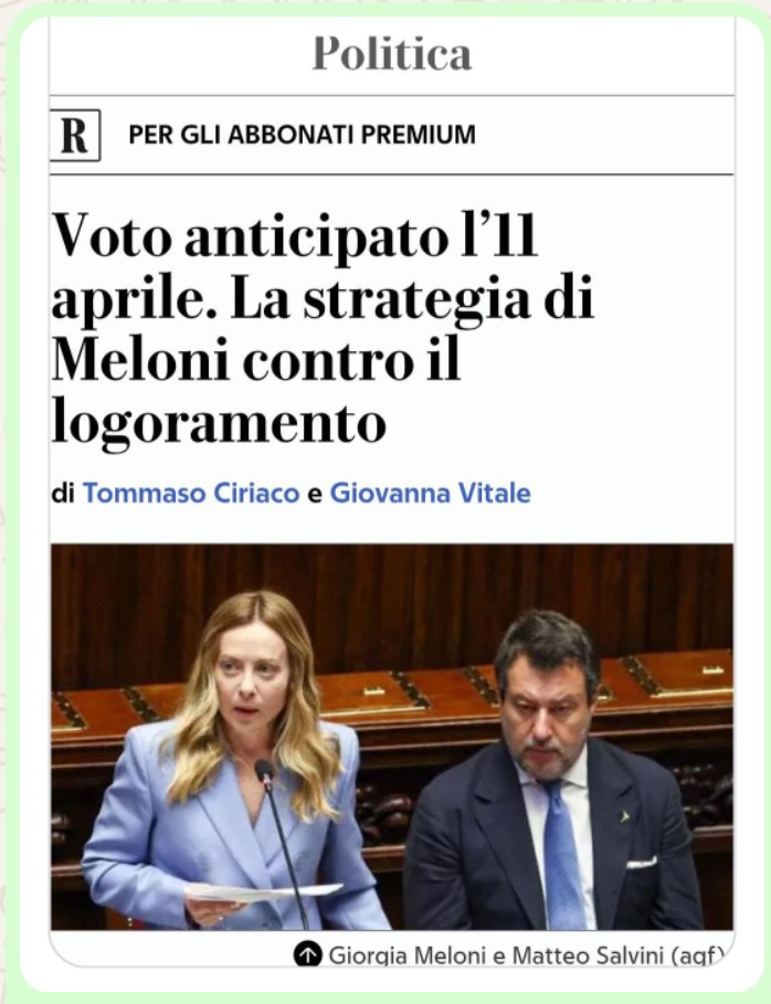 PNaim51's tweet photo. Capito? 11 Aprile dopo aver maturato la pensione!
La data eviterebbe l’effetto delle amministrative a favore del centrosinistra ma salverebbe le pensioni dei parlamentari. https://t.co/Y9WuxqypN5