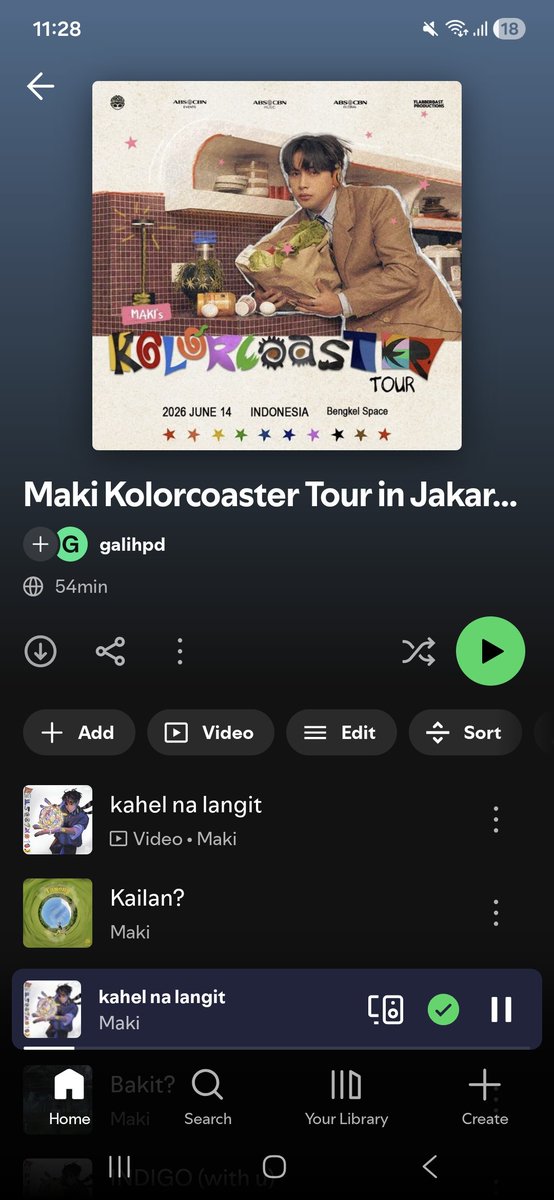 gepedeeee's tweet photo. @clfrnia_maki @myxglobal @tarsierrecords Thanks for an amazing show tonight in Jakarta! First time watching a Filipino singer live, and I enjoyed it so much that I ended up creating a Spotify playlist of the songs from tonight's show 🙂 @zushisofficial_ #KOLORCOASTER #Maki https://t.co/qQSBRm0nhD