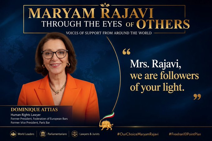 jamshidian_f's tweet photo. Former head of Europe's largest legal association, @AttiasDominique, honored Maryam Rajavi's commitment to justice at the Lawyers' Conference, declaring: "We follow your light."
A powerful tribute to the values of freedom &amp; human dignity.
#OurChoiceMaryamRajavi
#100KFreeIranRally https://t.co/ALOFaxLZQ0