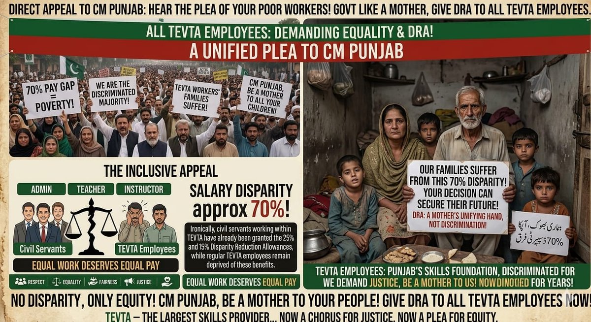 matloobullah's tweet photo. Same province, same duties but no allowance? ❌
Why TEVTA employees ignored?

Govt ko ab action lena hoga!

#DRA_For_TEVTA_Employees
@GovtofPunjabPK @MaryamNSharif @CS_Punjab @Financegovpk @MinistryofST @mohrpakistan @CMShehbaz @PakPMO @RanaSanaullahPK https://t.co/BVuFkNibpb